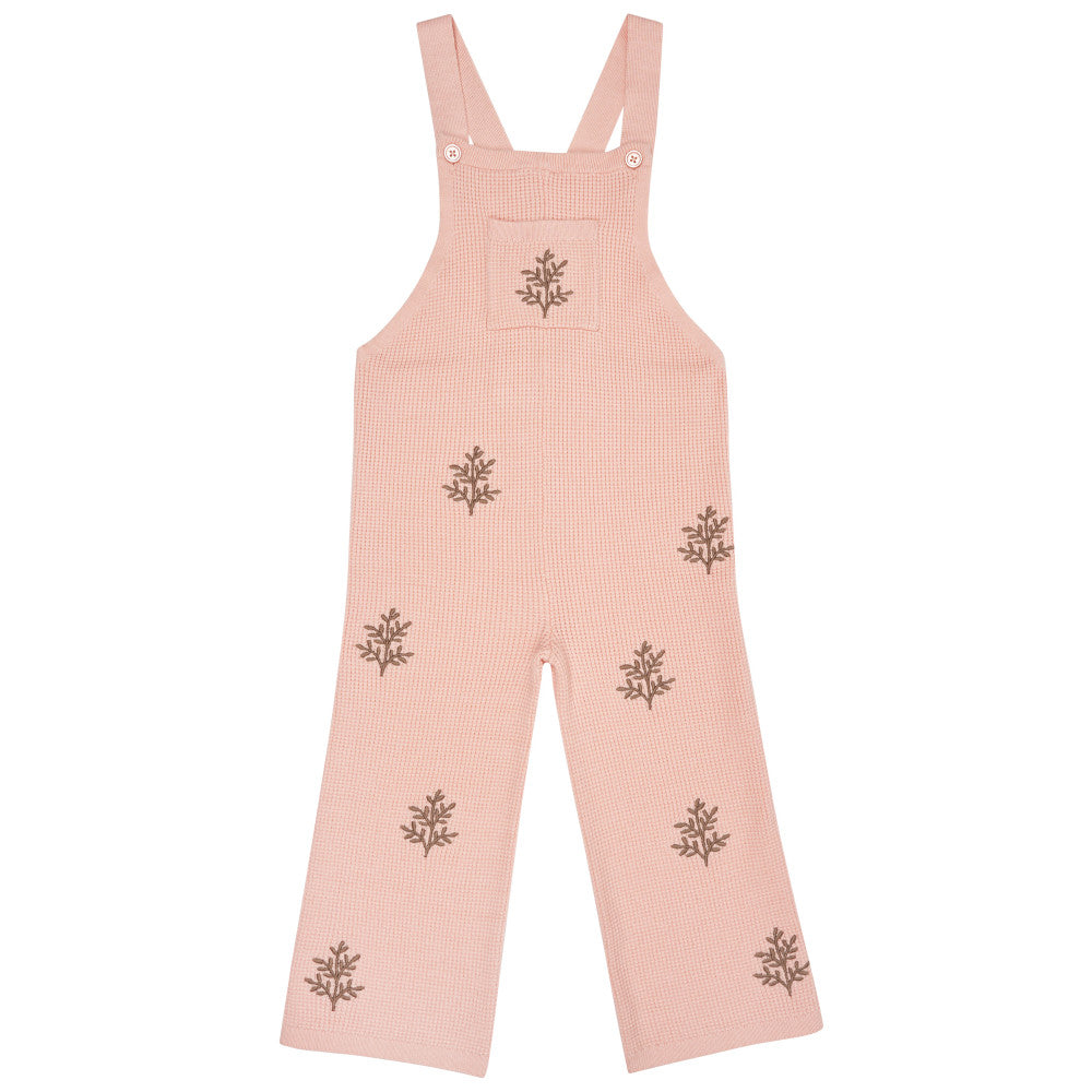 Modern Moments by Gerber 2-Piece Toddler Girls Peach Ruffle Top and Sweater Knit Overall, additional view 2