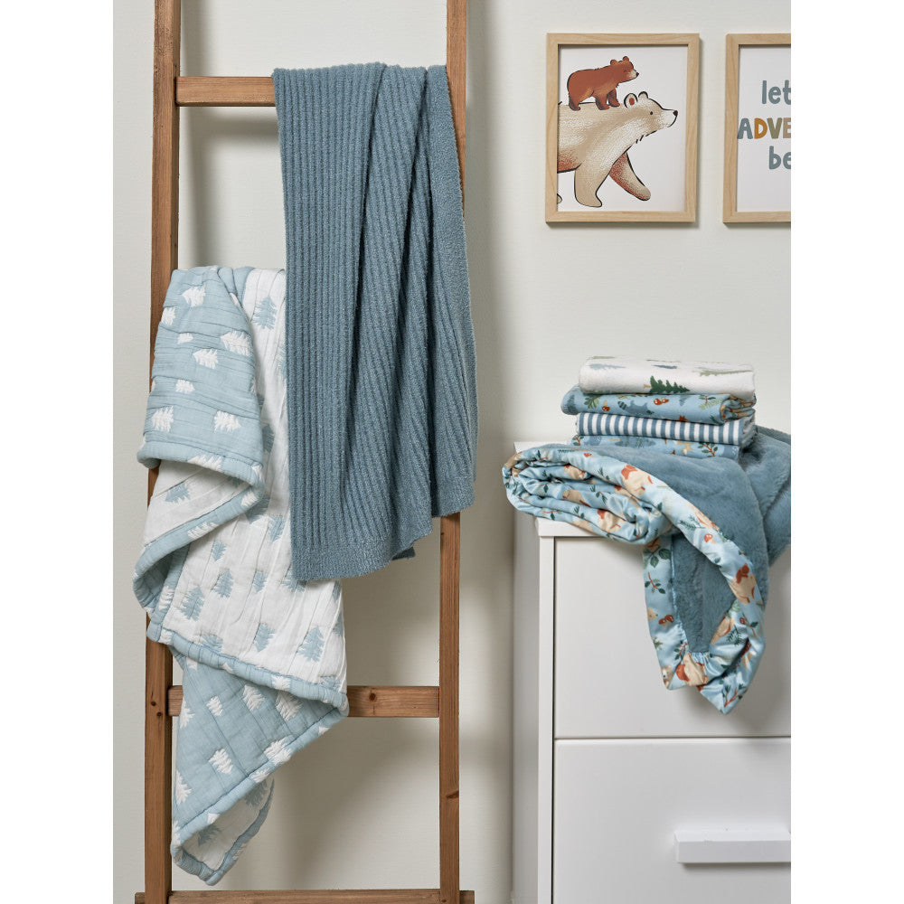 Modern Moments by Gerber 5-Pack Baby Boys Blue Flannel Blankets, lifestyle photo 2