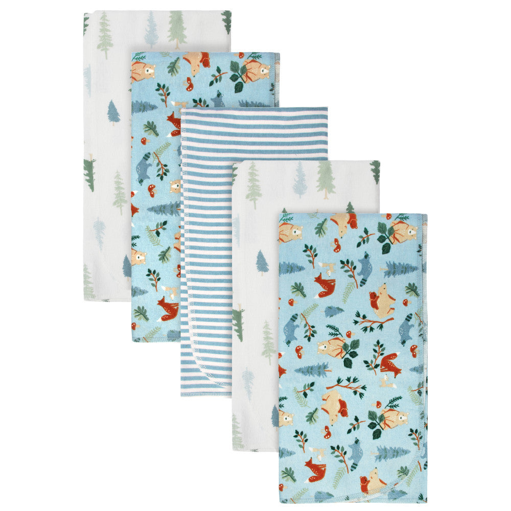Modern Moments by Gerber 5-Pack Baby Boys Blue Flannel Blankets