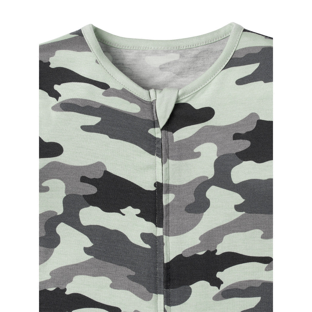 Modern Moments by Gerber Infant & Toddler Boys Camo Snug Fit Footless Coverall Pajamas, close-up detail 2