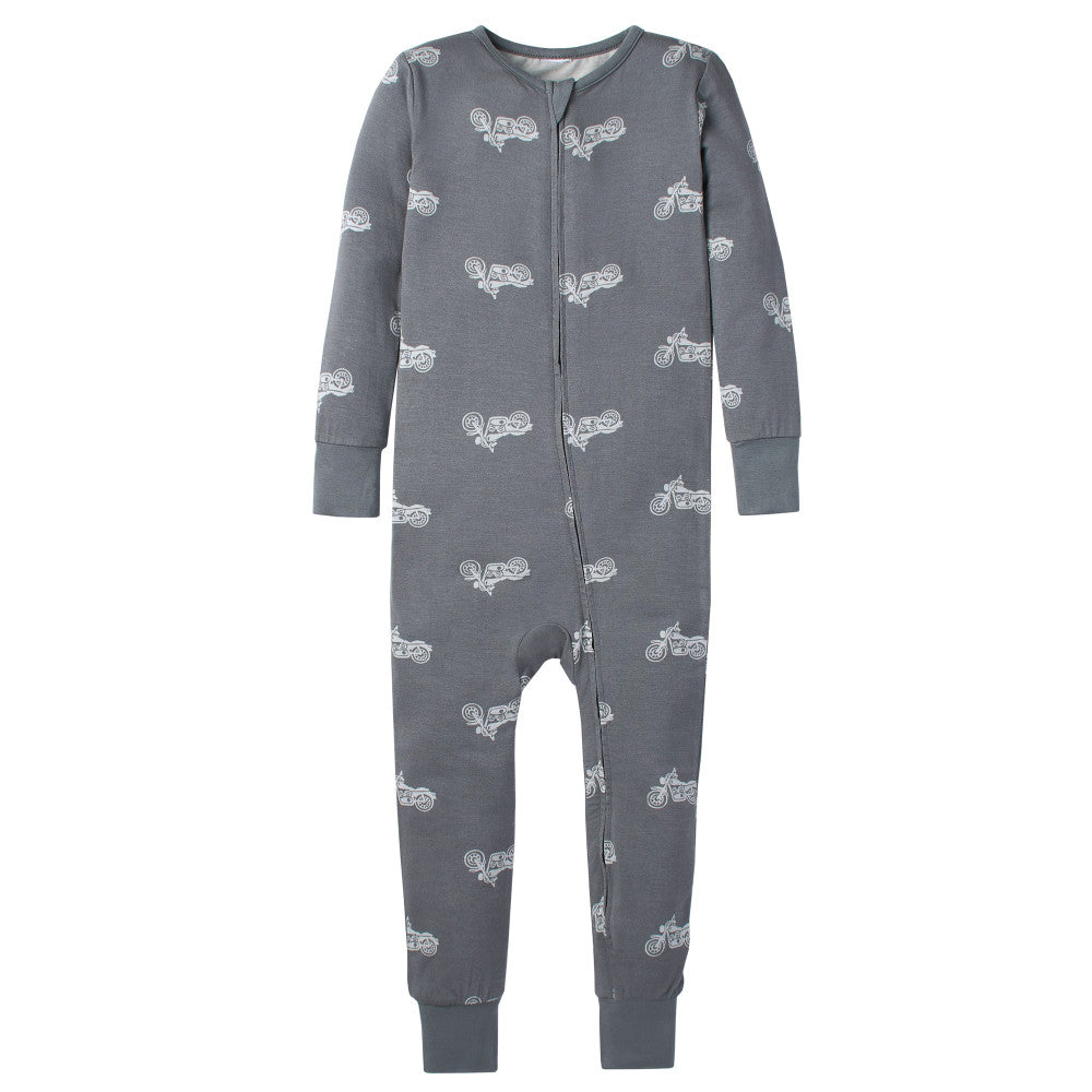 Modern Moments by Gerber Infant & Toddler Boys Dark Grey Snug Fit Footless Coverall Pajamas, additional view 1