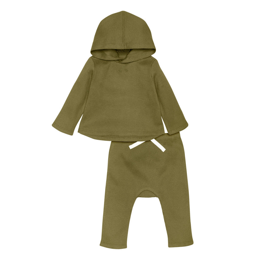 Modern Moments by Gerber 2-Pack Baby Boys Dark Green Waffle Knit Hoodie & Pants Set, additional view 3
