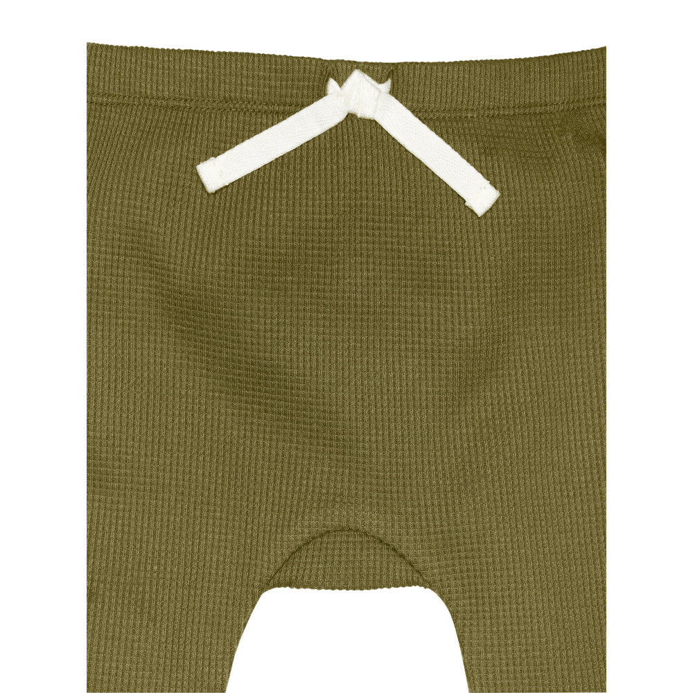 Modern Moments by Gerber 2-Pack Baby Boys Dark Green Waffle Knit Hoodie & Pants Set, close-up detail 2