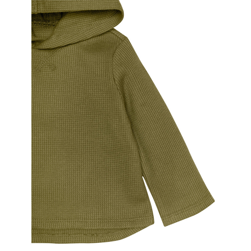 Modern Moments by Gerber 2-Pack Baby Boys Dark Green Waffle Knit Hoodie & Pants Set, close-up detail 3