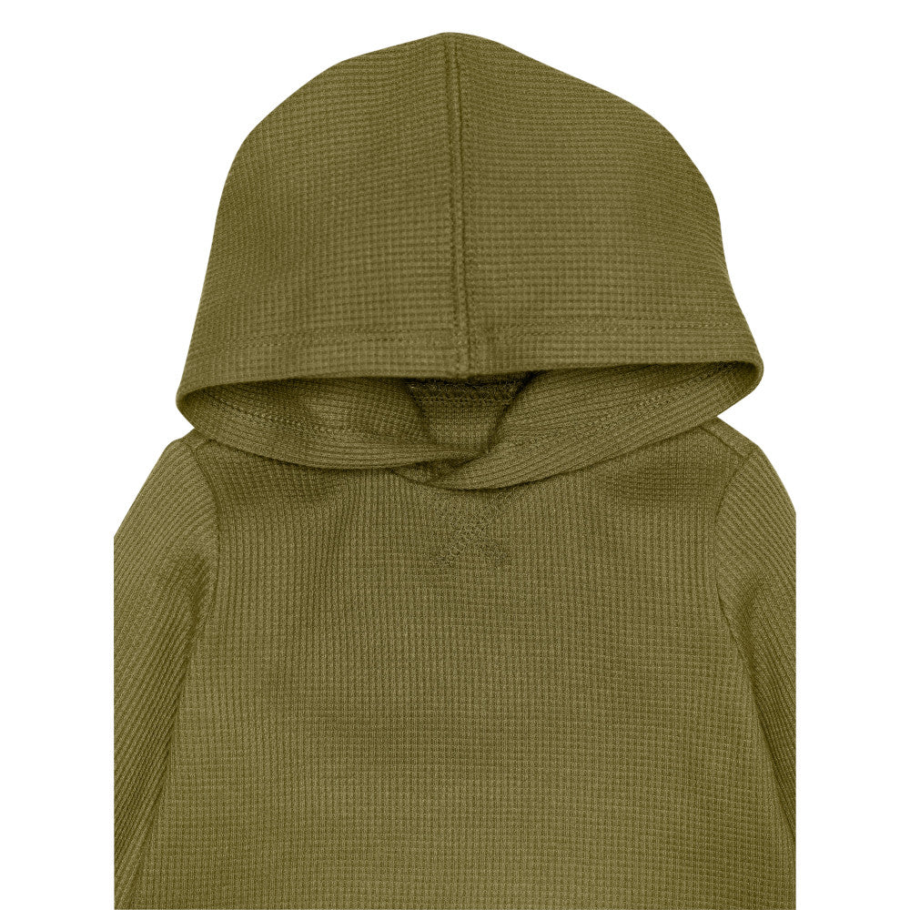 Modern Moments by Gerber 2-Pack Baby Boys Dark Green Waffle Knit Hoodie & Pants Set, close-up detail 4