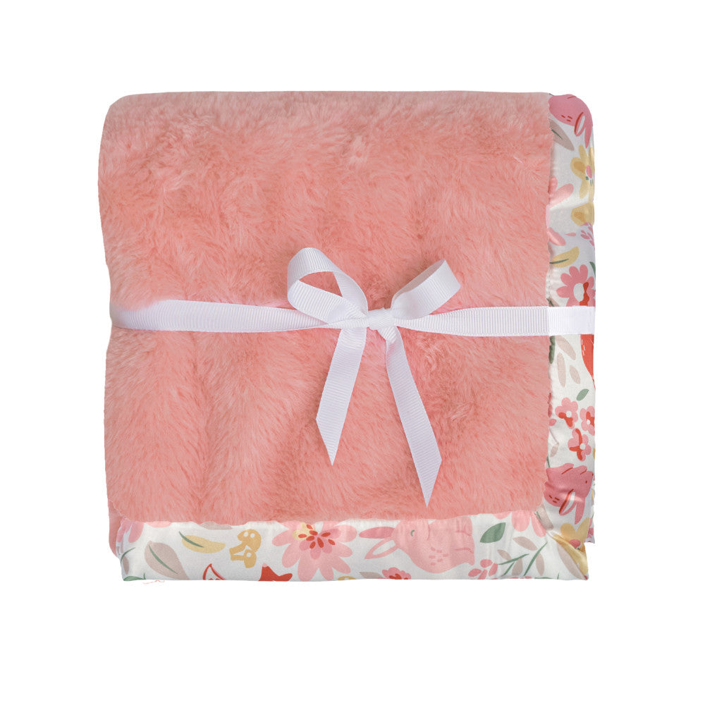 Modern Moments by Gerber Baby Girls Floral Foxes & Bunnies Satin Trim Blanket, additional view 1