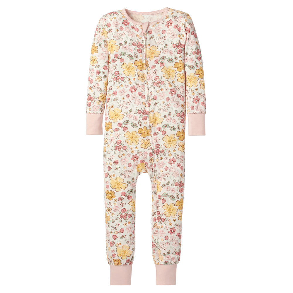 Modern Moments by Gerber Infant & Toddler Girls Pink Snug Fit Footless Coverall Pajamas, additional view 1