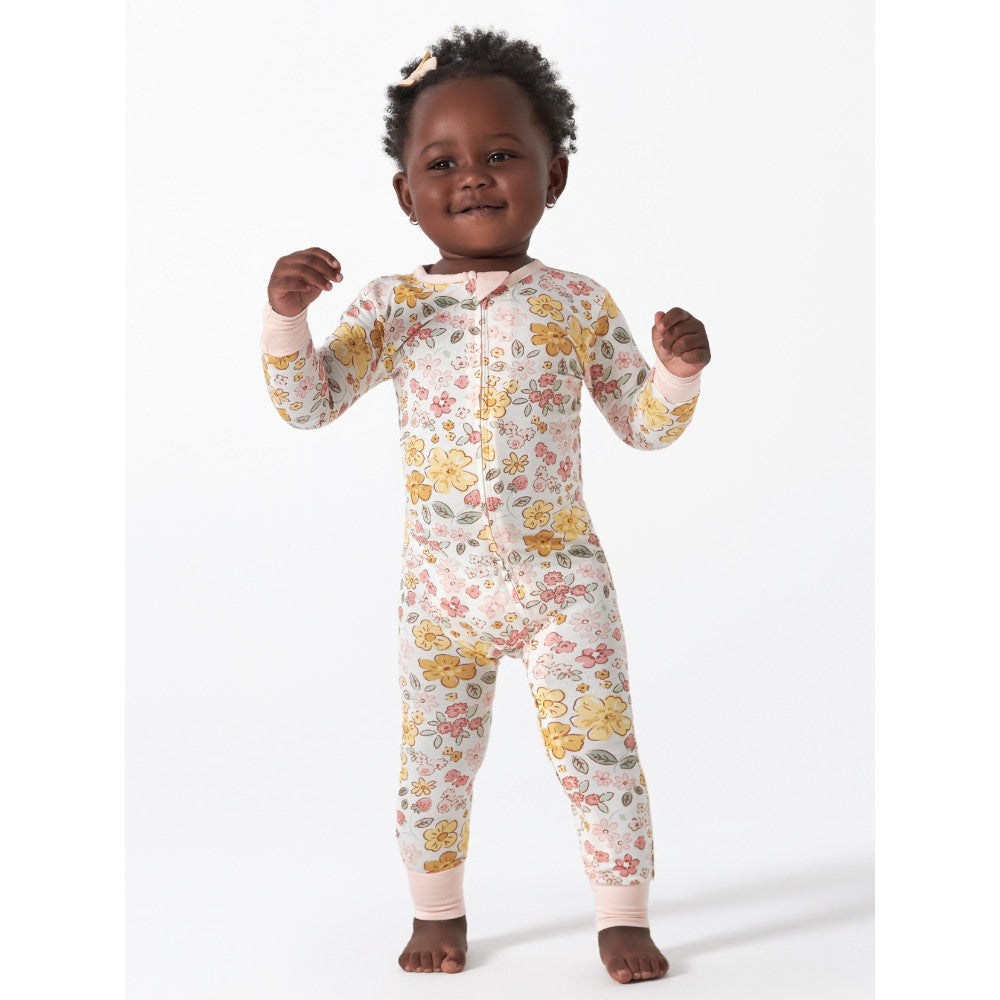 Modern Moments by Gerber Infant & Toddler Girls Pink Snug Fit Footless Coverall Pajamas, lifestyle photo 2