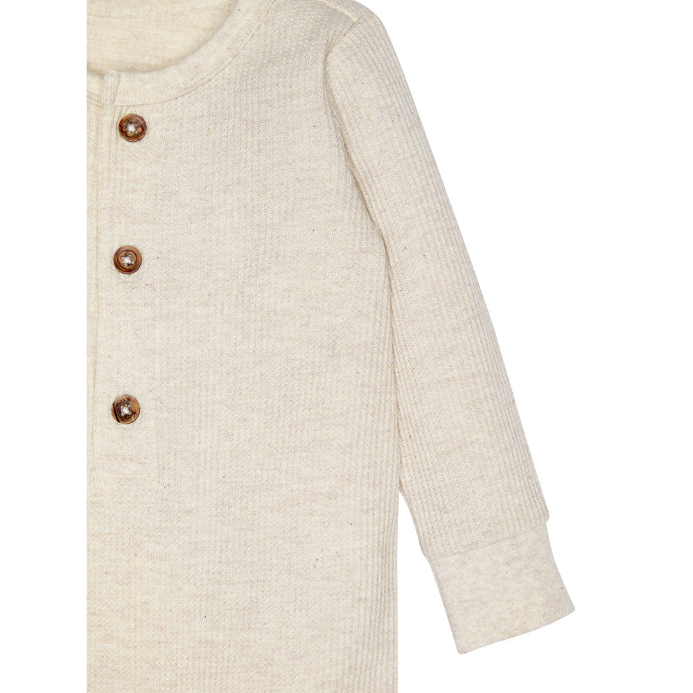 Modern Moments by Gerber 1 Pack Baby Girls Oatmeal Romper, close-up detail 2
