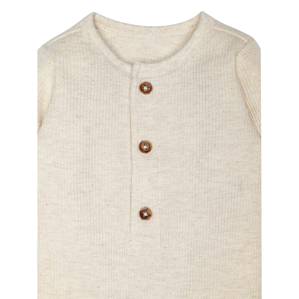 Modern Moments by Gerber 1 Pack Baby Girls Oatmeal Romper, close-up detail 3