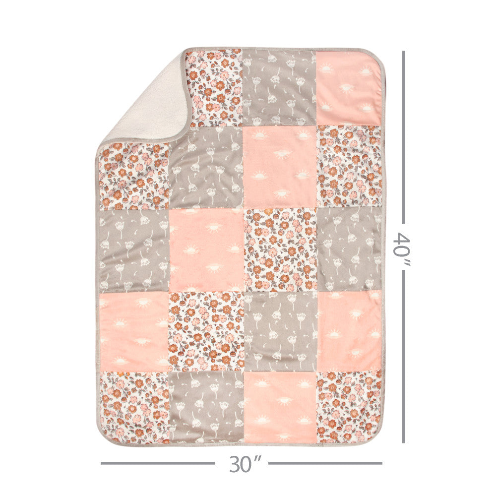 Modern Moments by Gerber Baby Girls Pink Patchwork Blanket, additional view 2