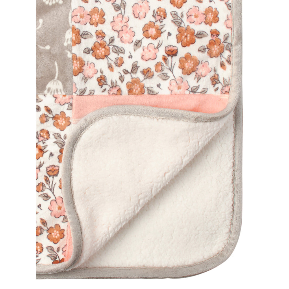 Modern Moments by Gerber Baby Girls Pink Patchwork Blanket, close-up detail 1
