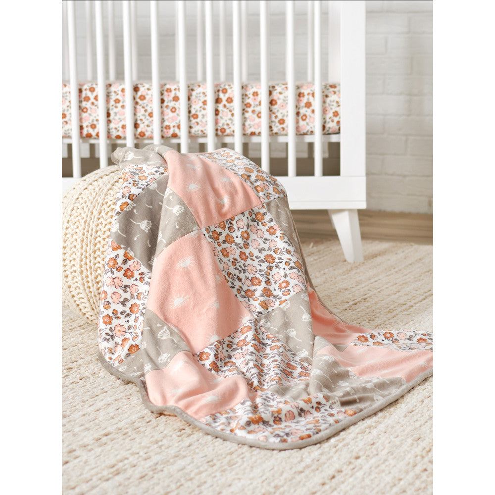 Modern Moments by Gerber Baby Girls Pink Patchwork Blanket, lifestyle photo 1