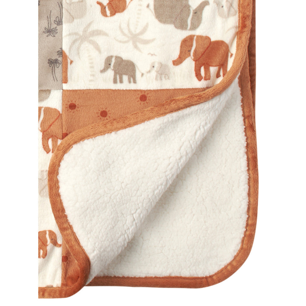 Modern Moments by Gerber Baby Neutral Orange Patchwork Blanket, close-up detail 1