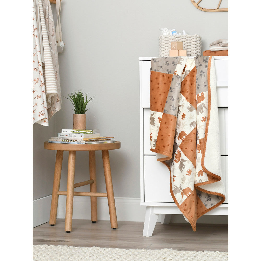 Modern Moments by Gerber Baby Neutral Orange Patchwork Blanket, lifestyle photo 1