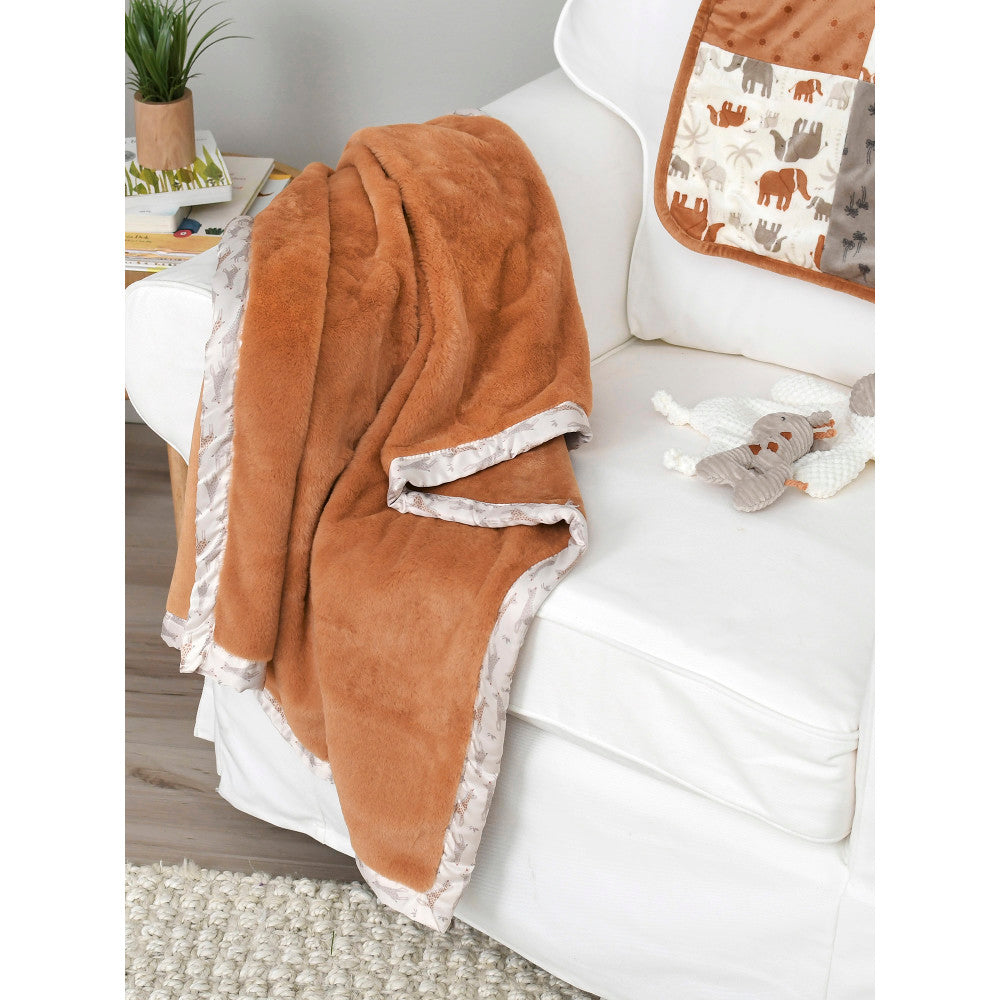 Modern Moments by Gerber Baby Neutral Orange Satin Trim Blanket, lifestyle photo 1