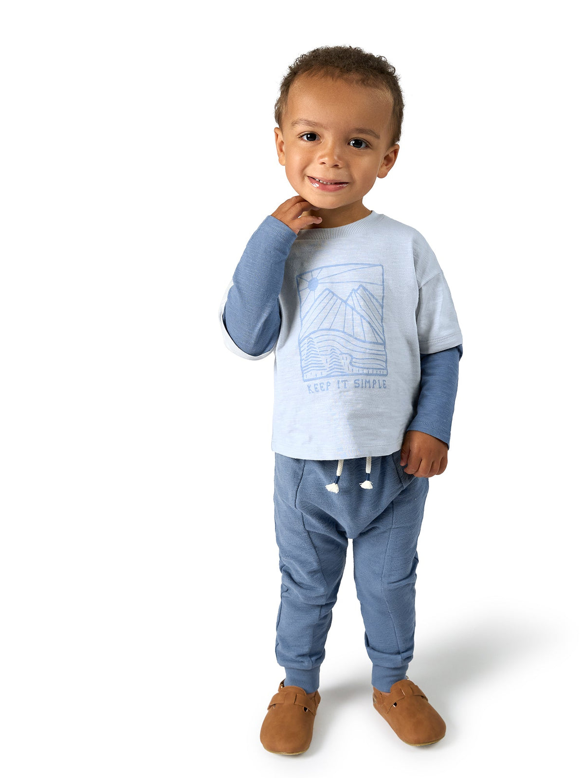 Infant & Toddler Boys Blue Graphic Long Sleeve T-Shirt-Gerber Childrenswear Wholesale