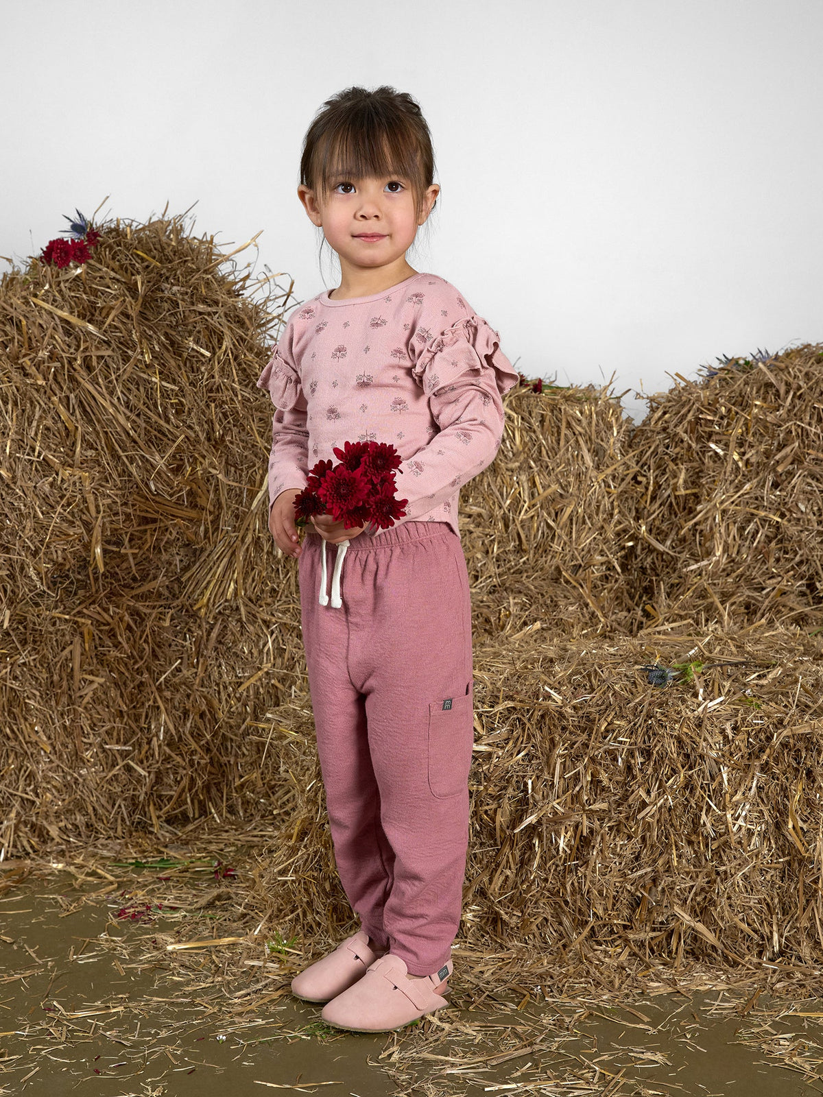 Infant & Toddler Girls Pale Mauve Fleur Long Sleeve Crop Top-Gerber Childrenswear Wholesale