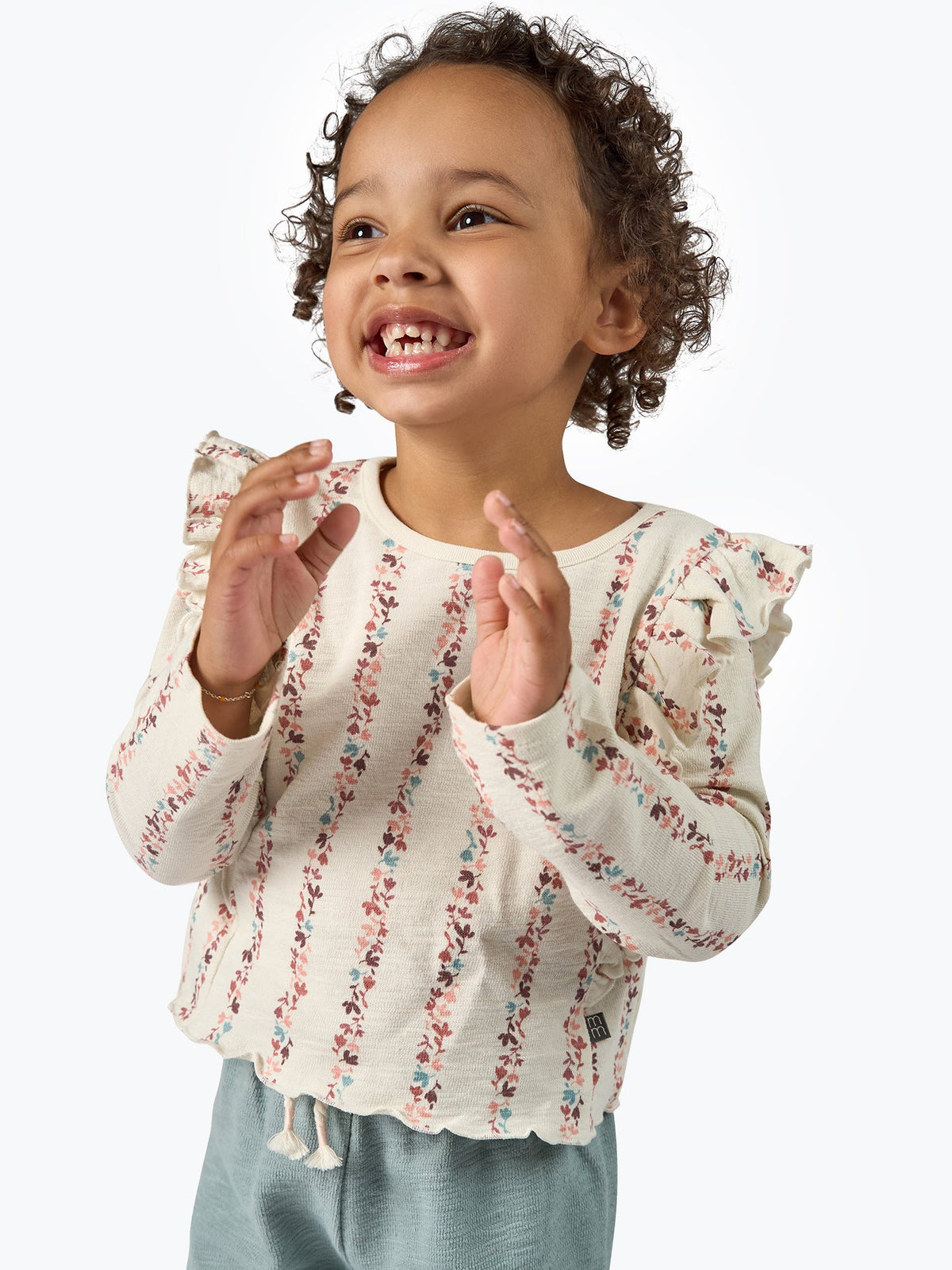 Infant & Toddler Girls Tofu Stripe Floral Ruffle Crop Top-Gerber Childrenswear Wholesale