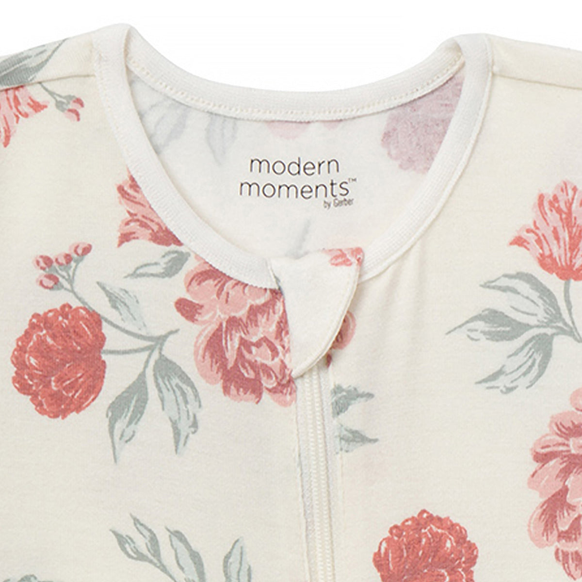 Baby Girls Ivory Cabbage Rose Romper, close-up detail 1