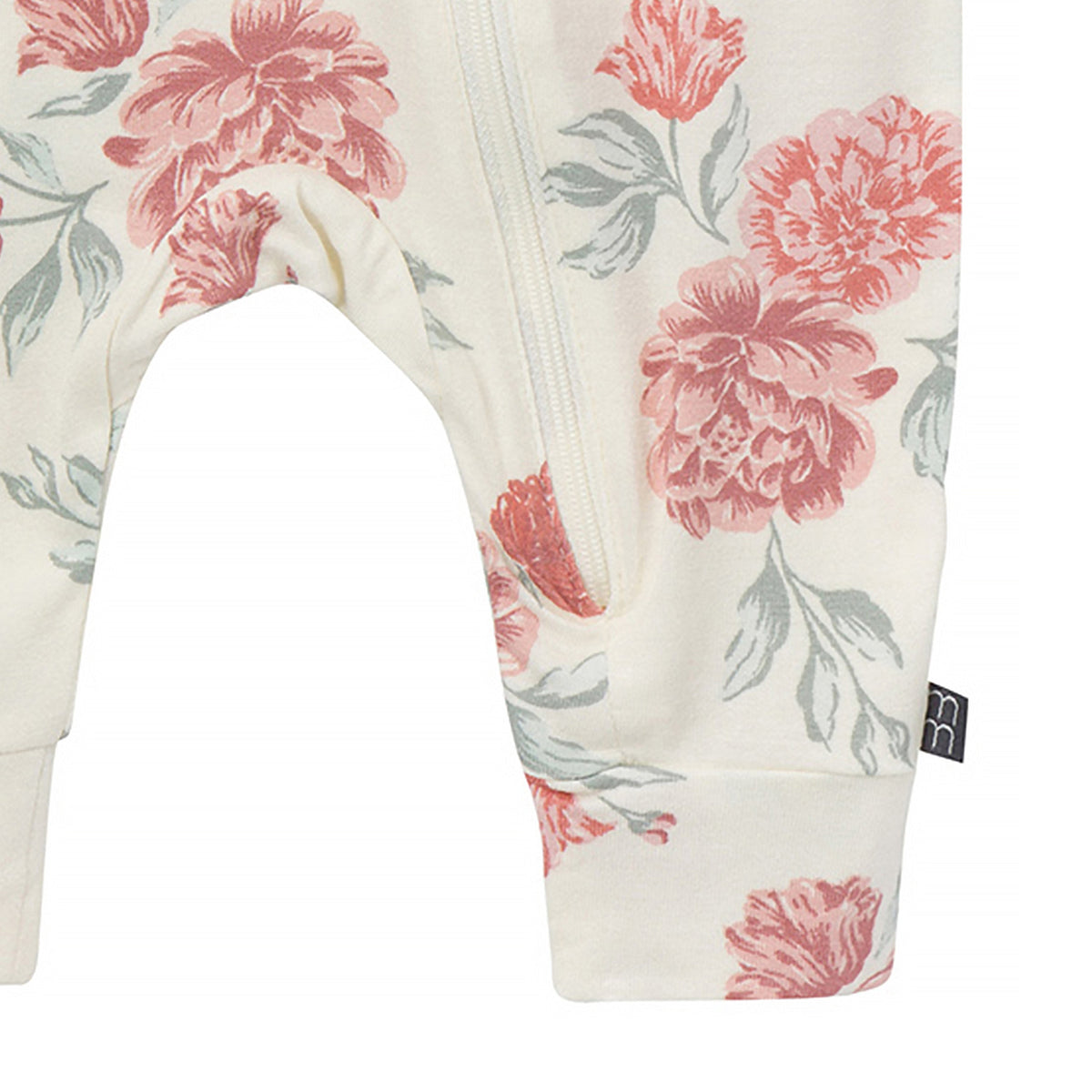 Baby Girls Ivory Cabbage Rose Romper, close-up detail 2