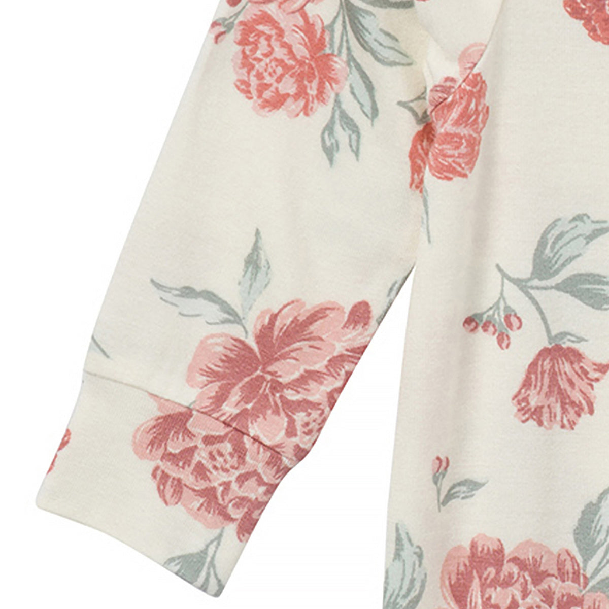 Baby Girls Ivory Cabbage Rose Romper, close-up detail 3