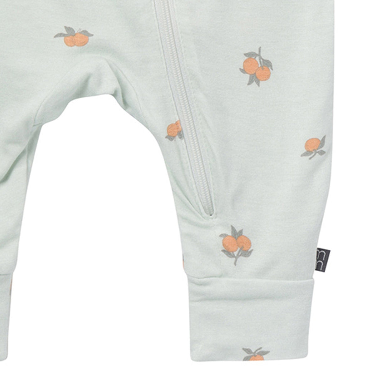 Baby Neutral Sky Oranges Romper, close-up detail 2