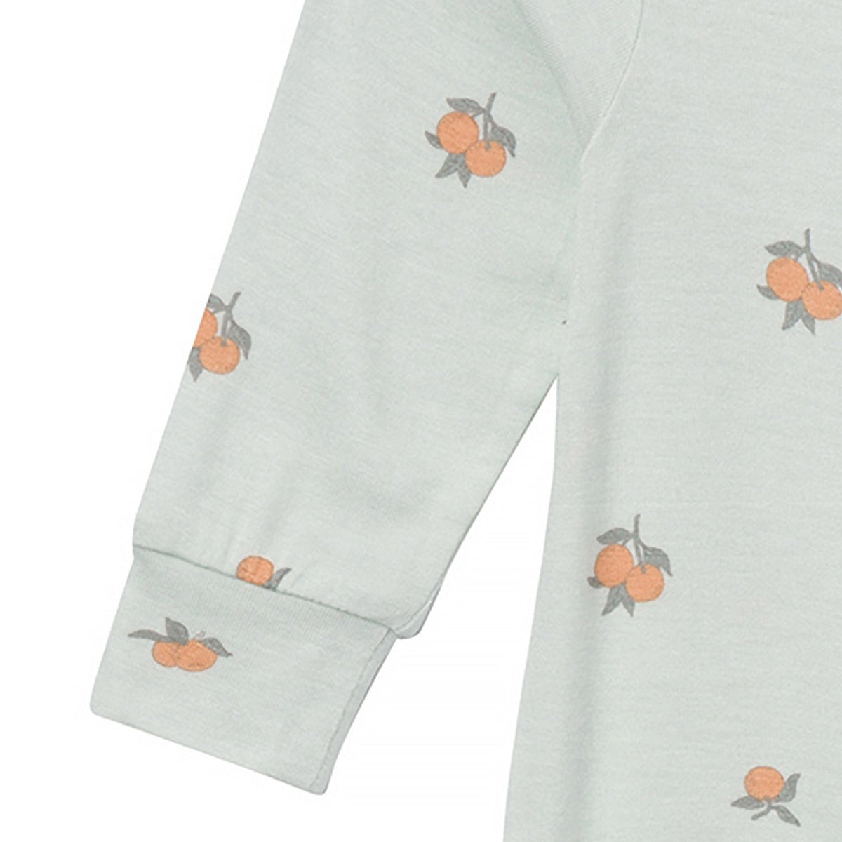 Baby Neutral Sky Oranges Romper, close-up detail 3