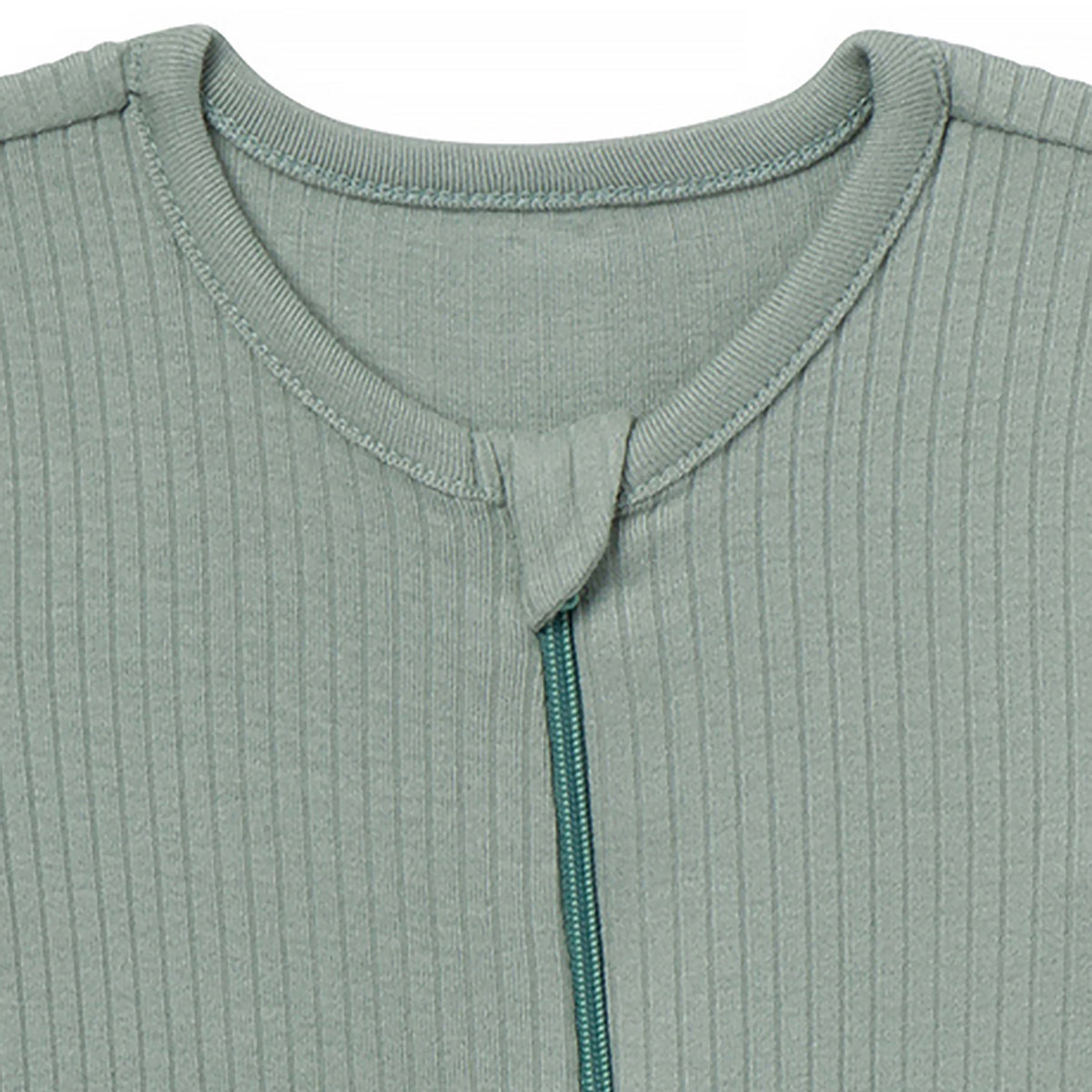 Baby Neutral Teal Romper, close-up detail 1