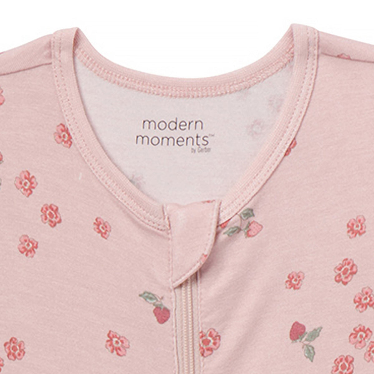 Baby Girls Peach Strawberry Floral Sleep 'N Play, close-up detail 1