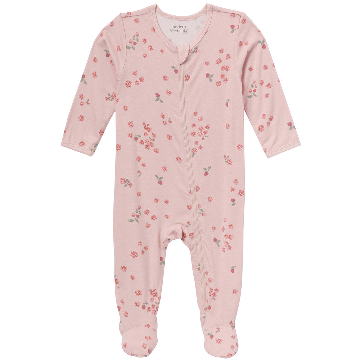 Baby Girls Peach Strawberry Floral Sleep 'N Play