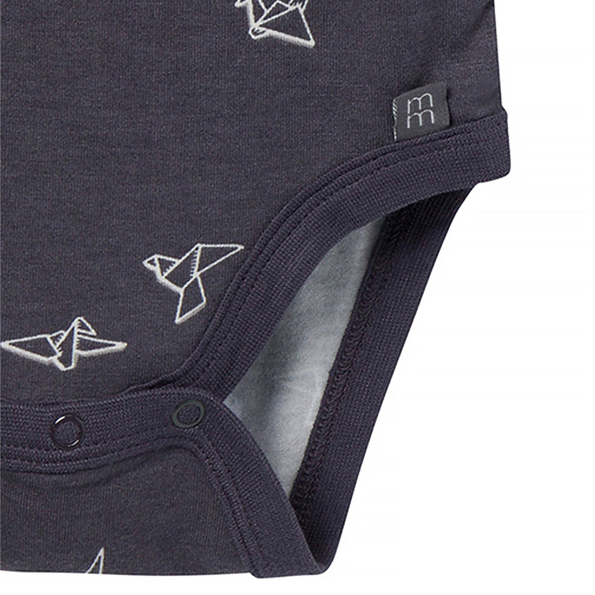 2-Pack Baby Boys Dark Grey Origami Bodysuits, close-up detail 1