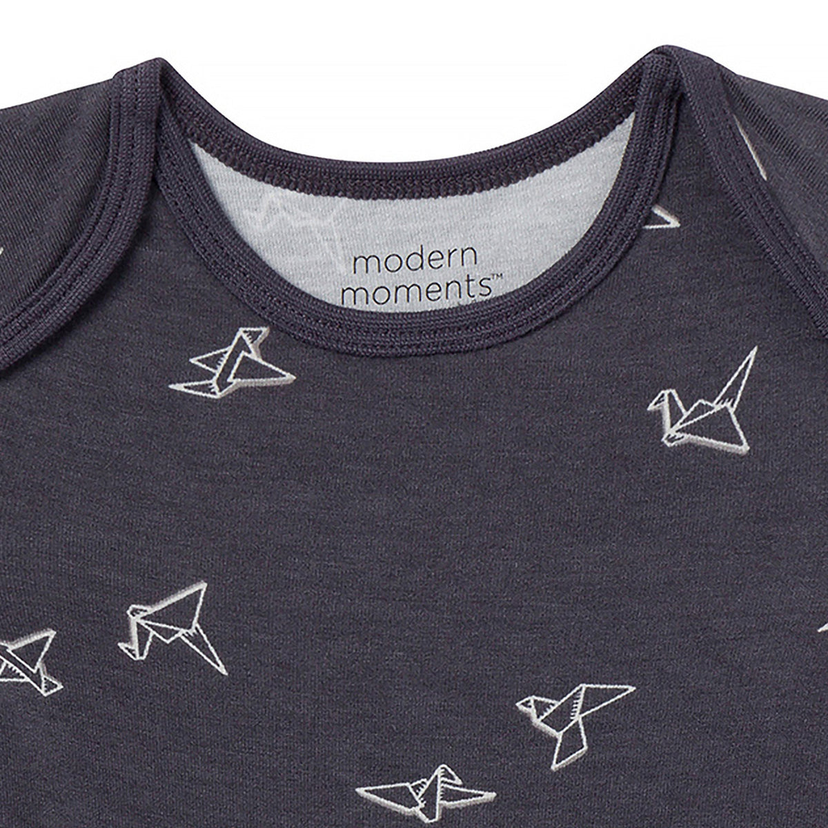 2-Pack Baby Boys Dark Grey Origami Bodysuits, close-up detail 2