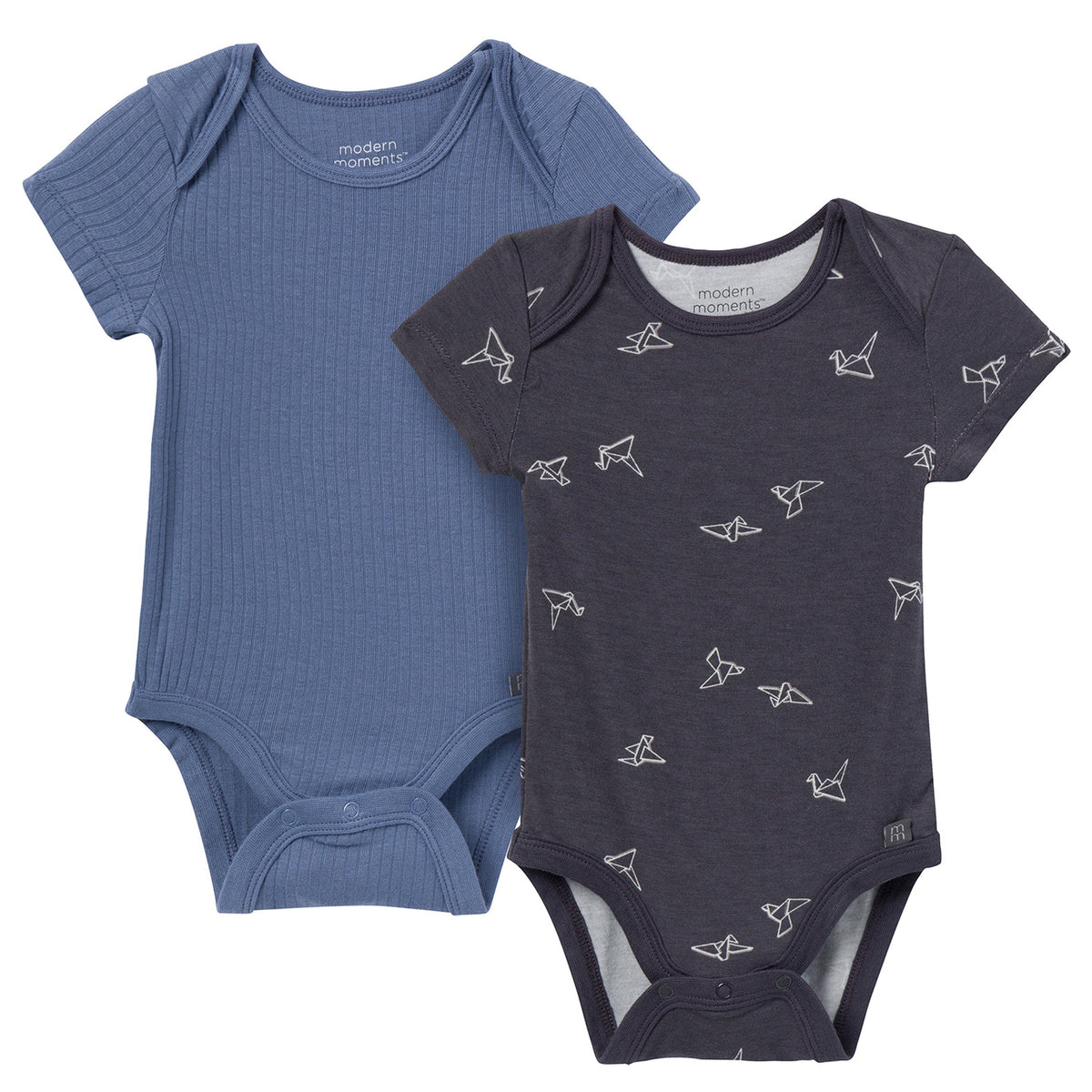 2-Pack Baby Boys Dark Grey Origami Bodysuits