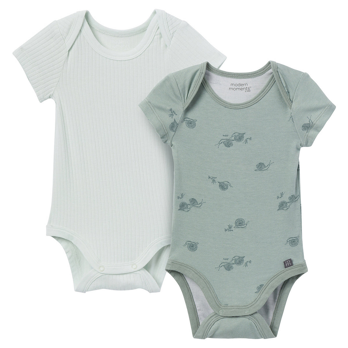 2-Pack Baby Boys Teal Snails Bodysuits