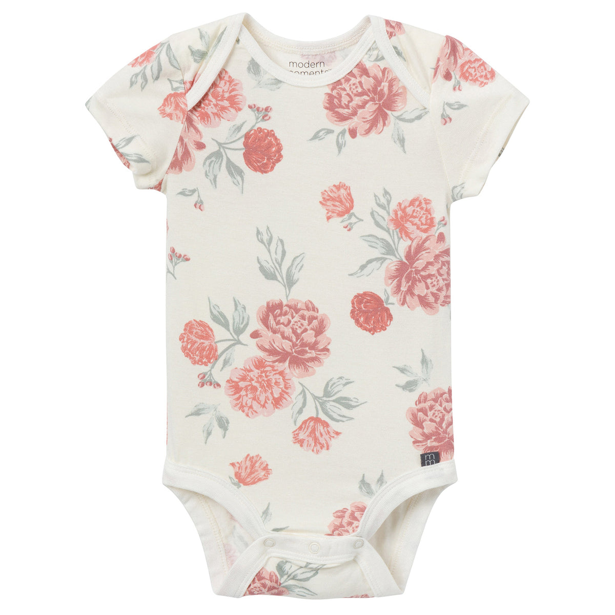2-Pack Baby Girls Ivory Cabbage Rose Bodysuits, additional view 1