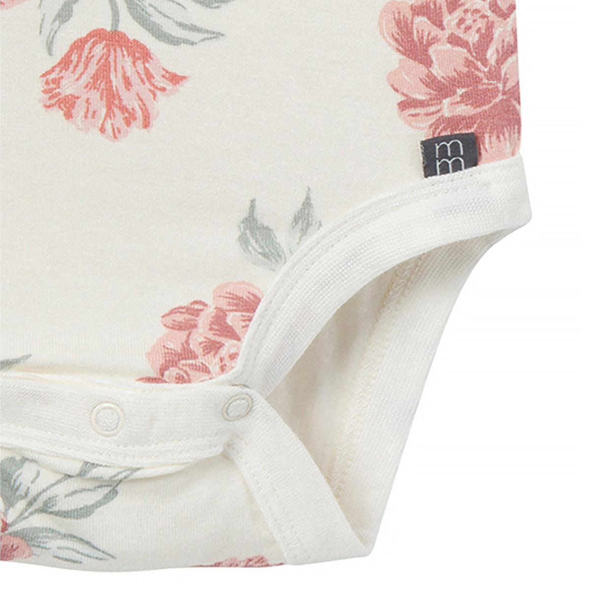 2-Pack Baby Girls Ivory Cabbage Rose Bodysuits, close-up detail 1