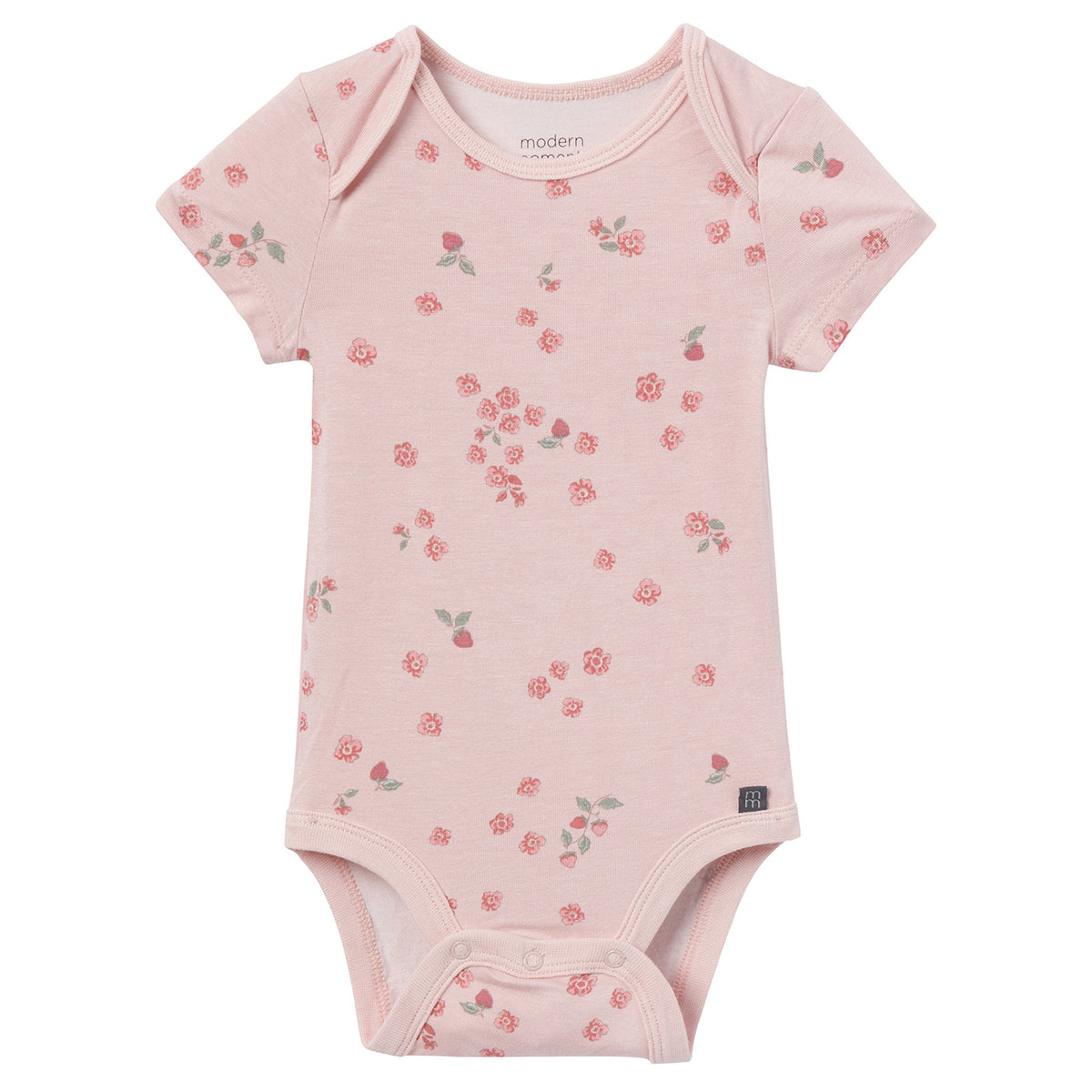2-Pack Baby Girls Peach Strawberry Floral Bodysuits, additional view 1