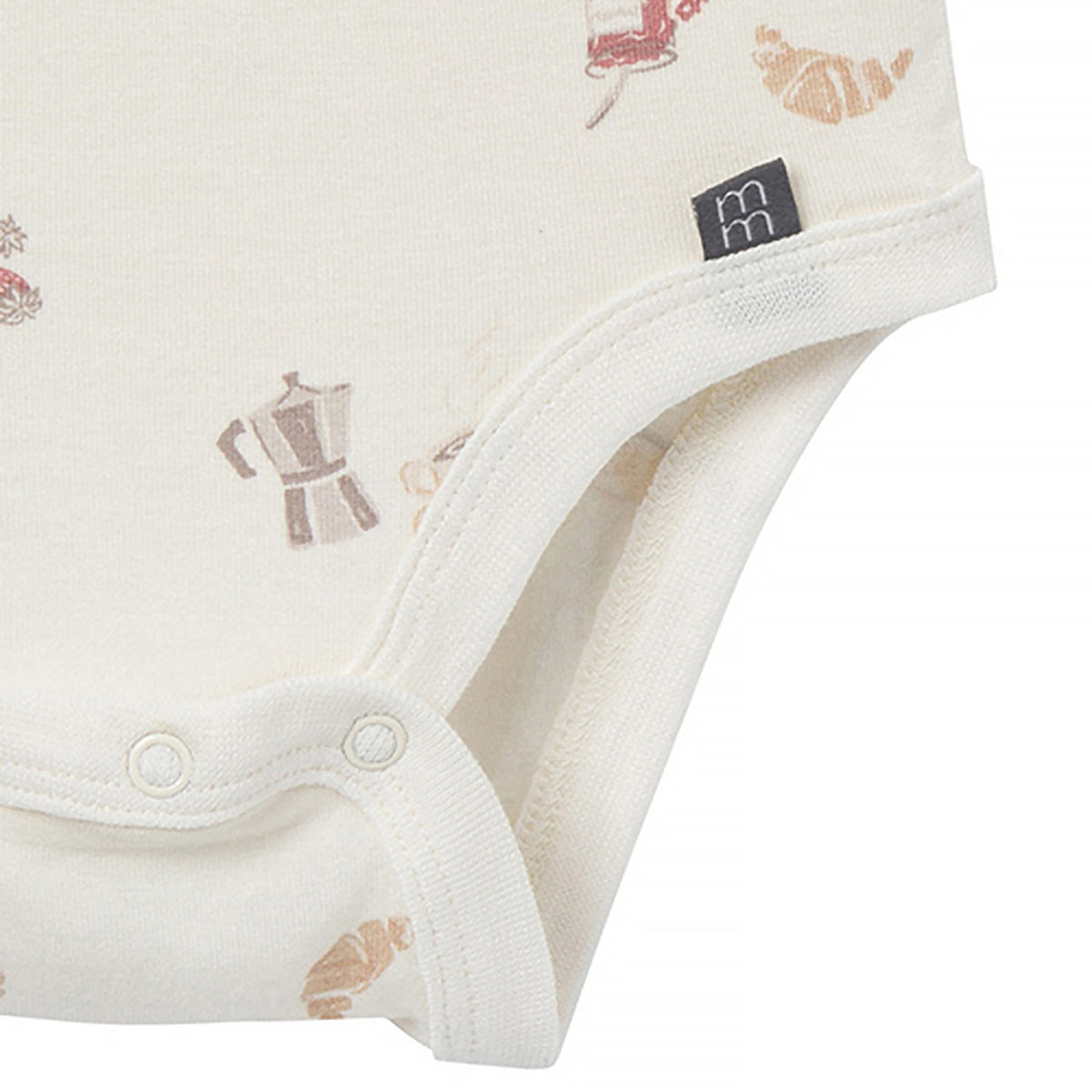 2-Pack Baby Neutral Ivory French Breakfast Bodysuits, close-up detail 1