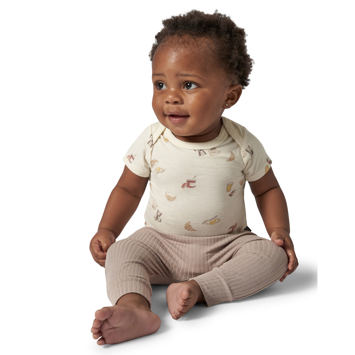2-Pack Baby Neutral Ivory French Breakfast Bodysuits, lifestyle photo 2