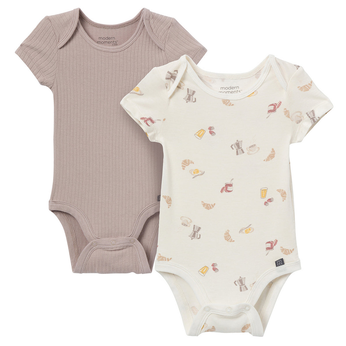2-Pack Baby Neutral Ivory French Breakfast Bodysuits