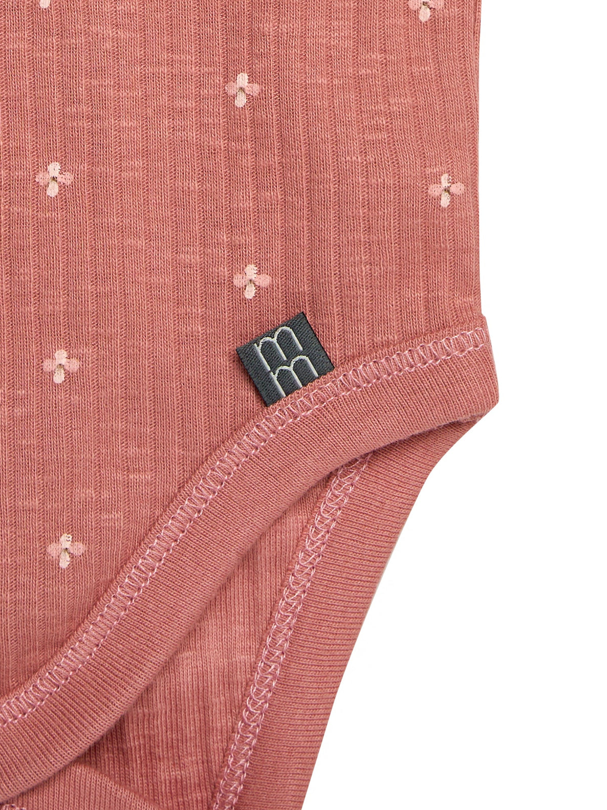 Baby Girls Dark Pink Flower Stamp Long Sleeve Bodysuit-Gerber Childrenswear Wholesale