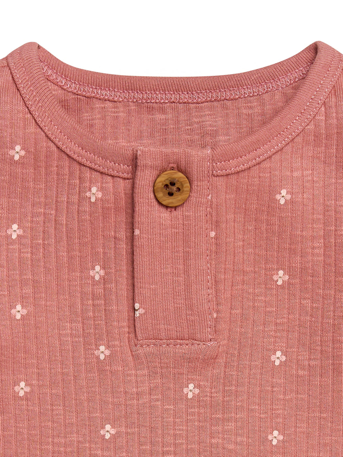 Baby Girls Dark Pink Flower Stamp Long Sleeve Bodysuit-Gerber Childrenswear Wholesale