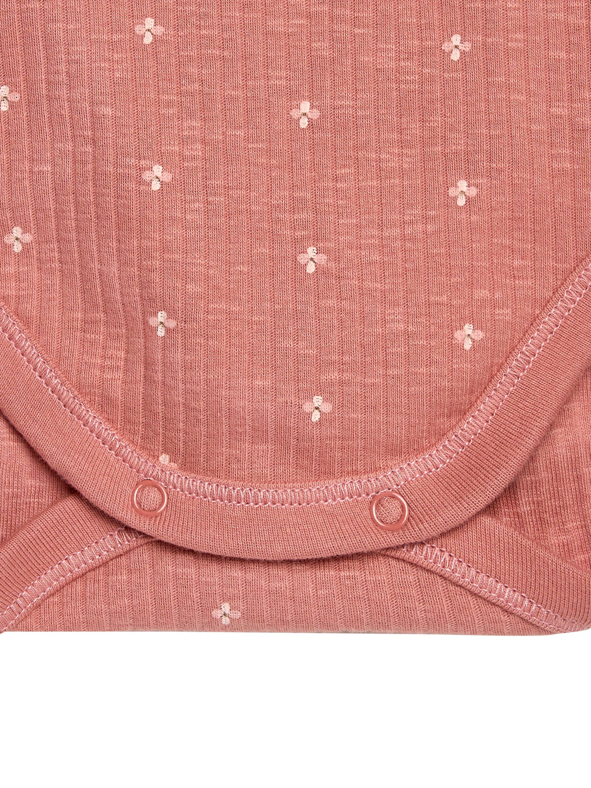 Baby Girls Dark Pink Flower Stamp Long Sleeve Bodysuit-Gerber Childrenswear Wholesale