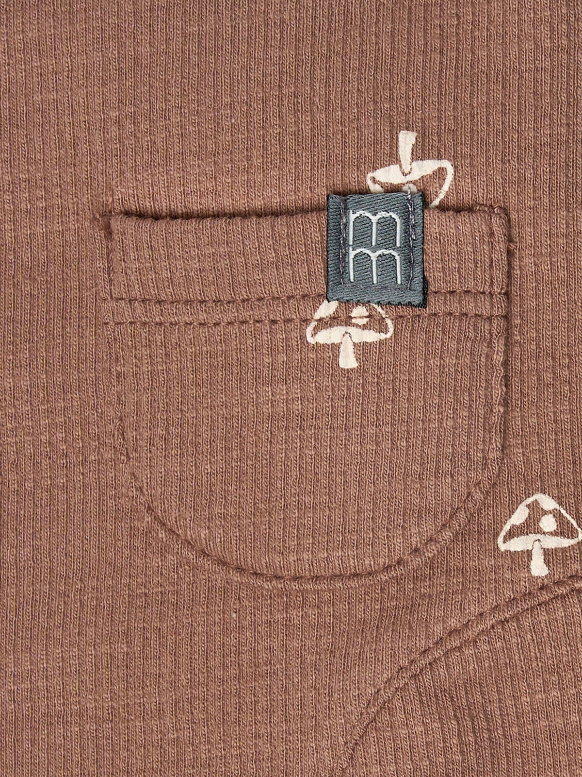 Baby Neutral Brown Mushroom Long Sleeve Seamed Drop Shoulder Top-Gerber Childrenswear Wholesale