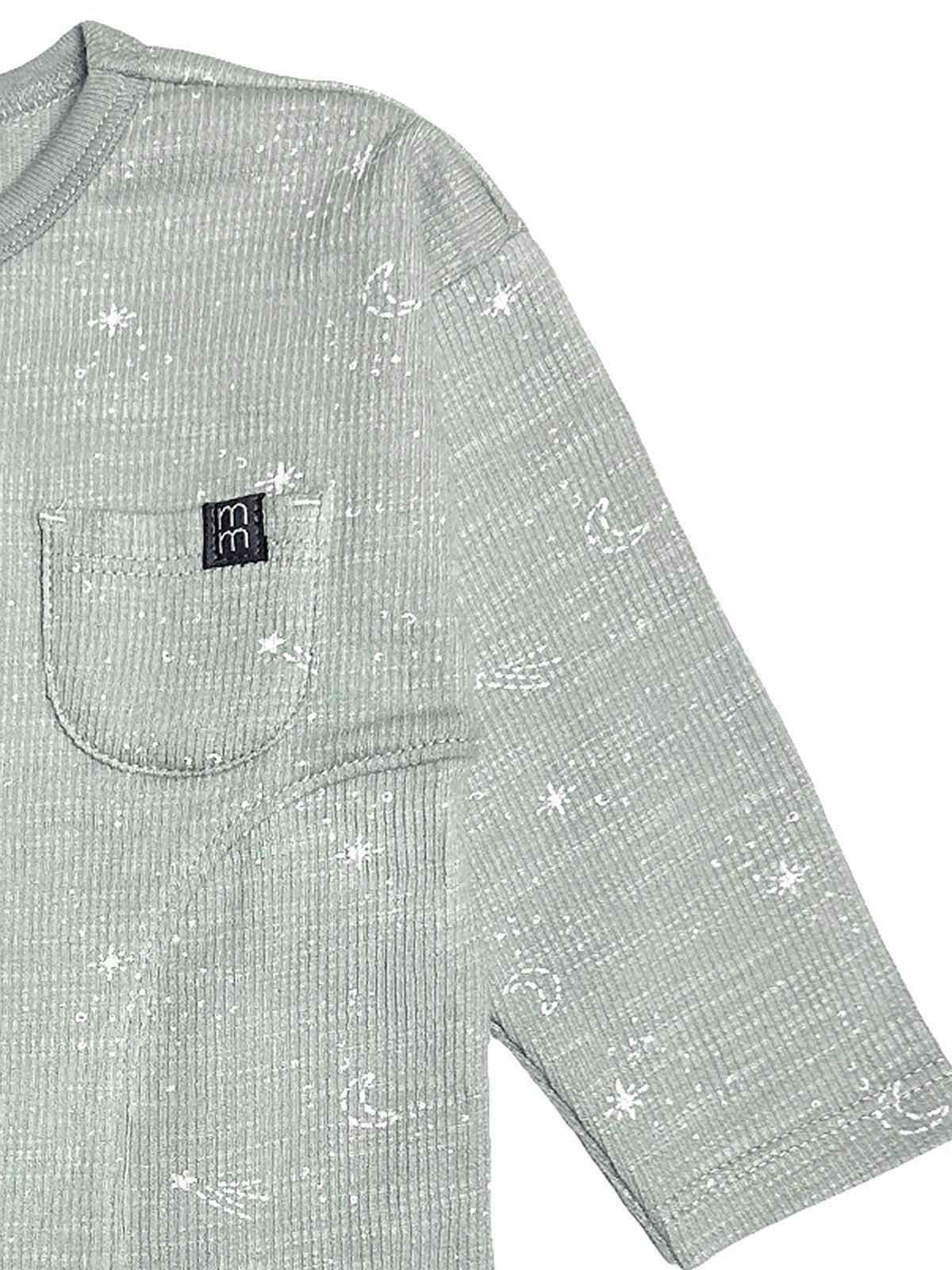 Baby Neutral Blue-Gray Sky Long Sleeve Seamed Drop Shoulder Top-Gerber Childrenswear Wholesale