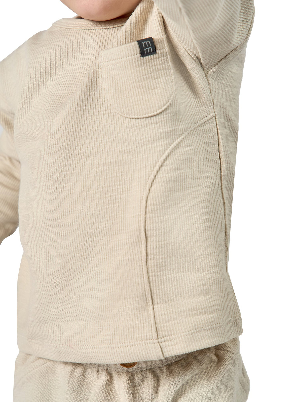 Baby Neutral Tan Long Sleeve Seamed Drop Shoulder Top-Gerber Childrenswear Wholesale