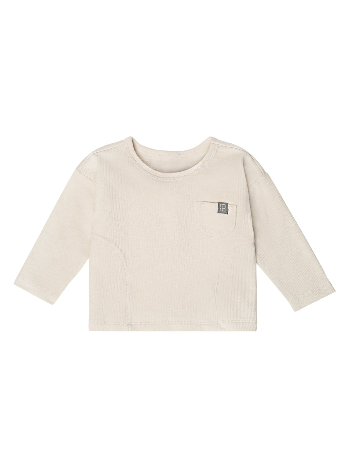 Baby Neutral Tan Long Sleeve Seamed Drop Shoulder Top-Gerber Childrenswear Wholesale