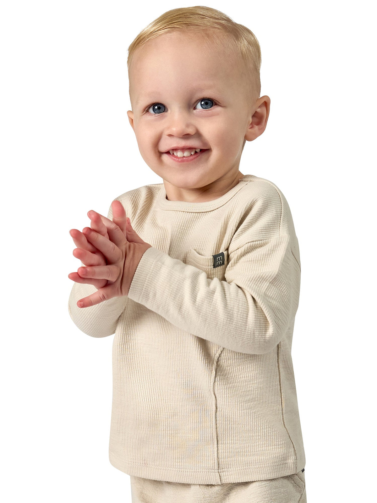 Baby Neutral Tan Long Sleeve Seamed Drop Shoulder Top-Gerber Childrenswear Wholesale