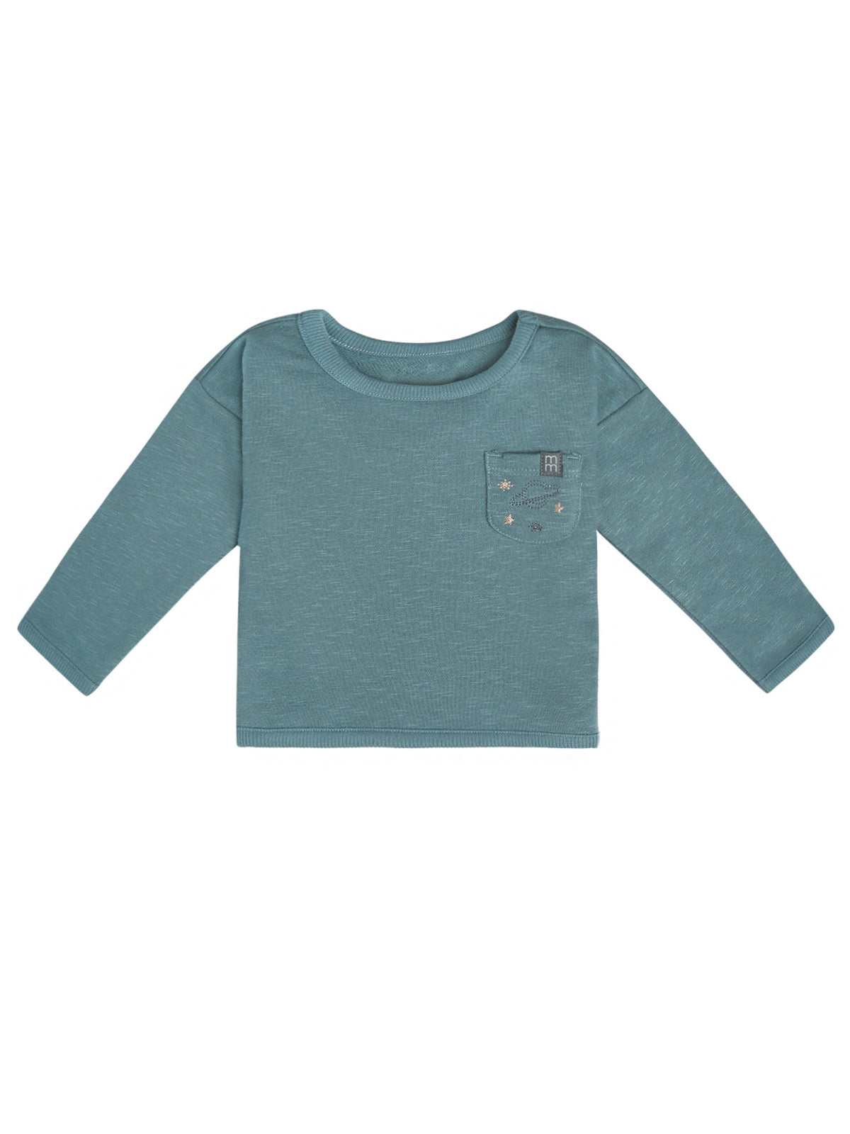 Baby Boys Dark Teal Long Sleeve Drop Shoulder Top-Gerber Childrenswear Wholesale